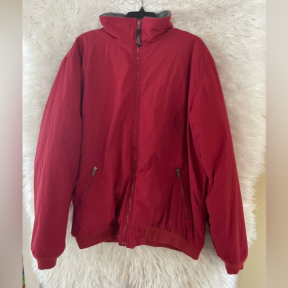 L.L. Bean Mens Vintage Nylon Full Zip Fleece Lined Red Jacket. Size XLT - Picture 2 of 14